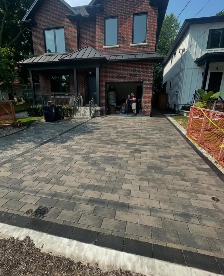 Interlock driveway in front of semi-detached home in the GTA.